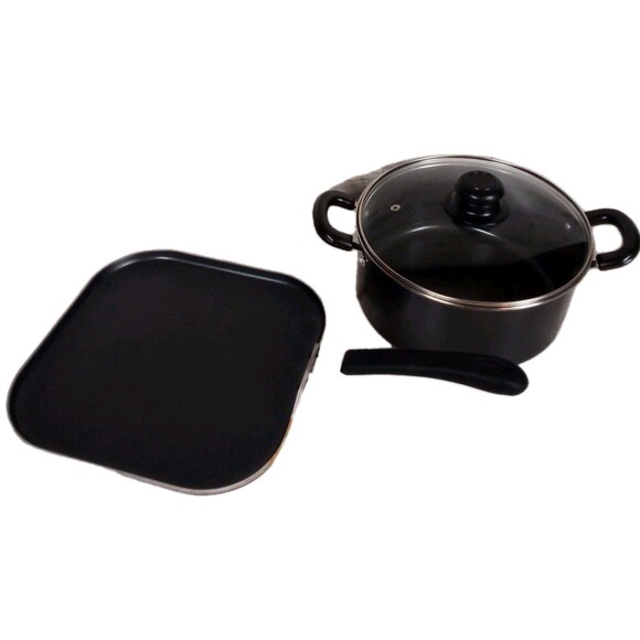 Black Kitchen Cooking Pot / Griddle With Handle - Picture 1 of 16